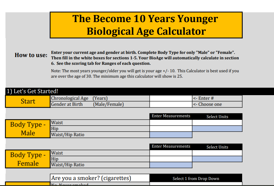 What If You Could Become 10 Years Younger? Biological Calculator